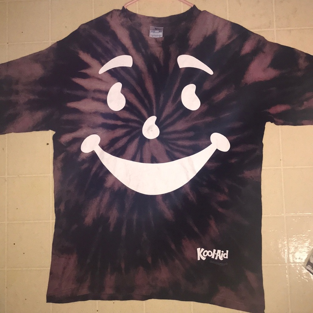 Spiral Bleached Tiedye Koolaid Man shortsleeve tee